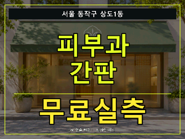 서울 동작구 상도1동 피부과 간판 무료실측 안내 썸네일 · AI 연출 배경