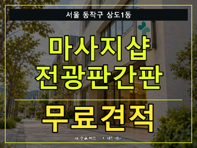 서울 동작구 상도1동 마사지샵 전광판간판 무료견적 안내 썸네일 · AI 연출 배경