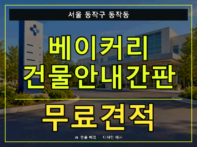 서울 동작구 동작동 베이커리 건물안내간판 무료견적 안내 썸네일 · AI 연출 배경