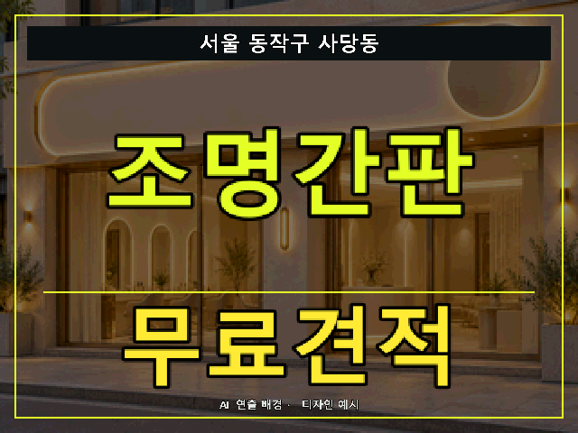 서울 동작구 사당동 조명간판 무료견적 안내 썸네일 · AI 연출 배경