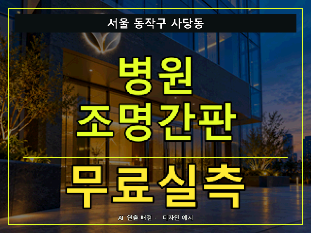 서울 동작구 사당동 병원 조명간판 무료실측 안내 썸네일 · AI 연출 배경