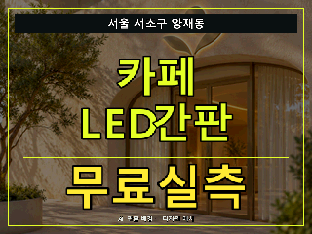 서울 서초구 양재동 카페 LED간판 무료실측 안내 썸네일 · AI 연출 배경