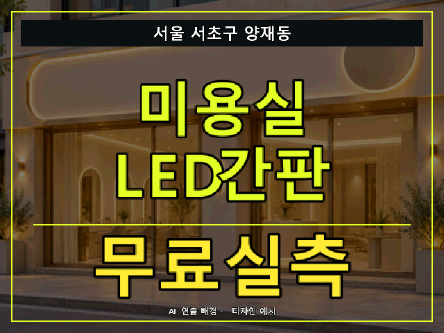 서울 서초구 양재동 미용실 LED간판 무료실측 안내 썸네일 · AI 연출 배경