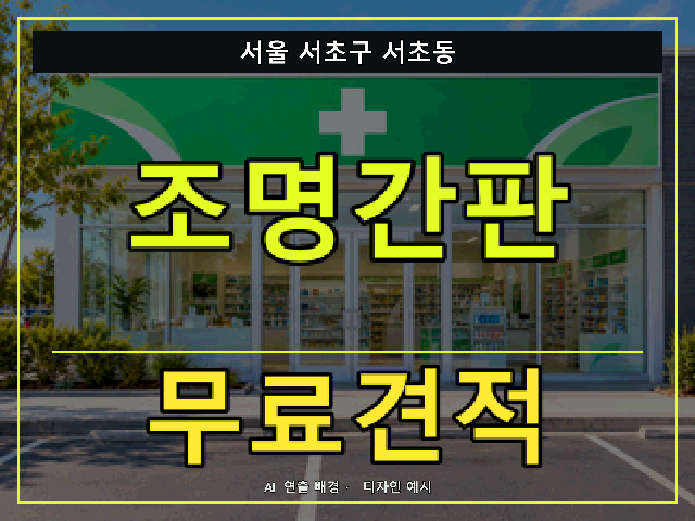 서울 서초구 서초동 조명간판 무료견적 안내 썸네일 · AI 연출 배경