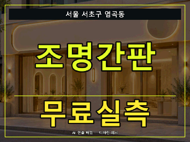 서울 서초구 염곡동 조명간판 무료실측 안내 썸네일 · AI 연출 배경
