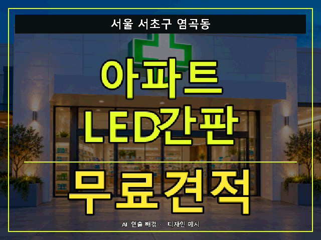 서울 서초구 염곡동 아파트 LED간판 무료견적 안내 썸네일 · AI 연출 배경
