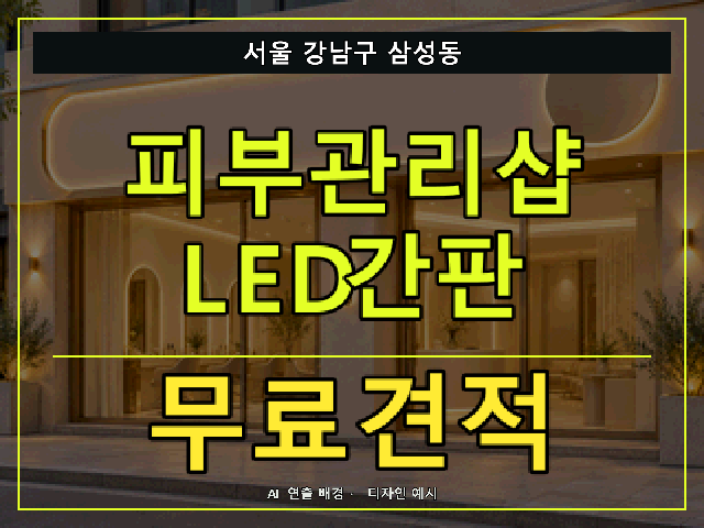 서울 강남구 삼성동 피부관리샵 LED간판 무료견적 안내 썸네일 · AI 연출 배경