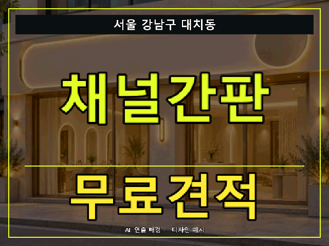 서울 강남구 대치동 채널간판 무료견적 안내 썸네일 · AI 연출 배경