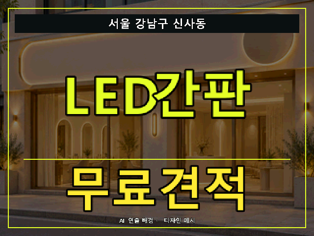 서울 강남구 신사동 LED간판 무료견적 안내 썸네일 · AI 연출 배경