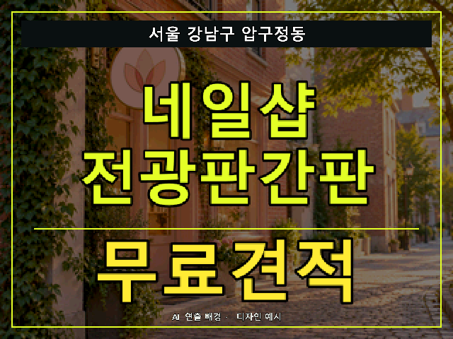 서울 강남구 압구정동 네일샵 전광판간판 무료견적 안내 썸네일 · AI 연출 배경
