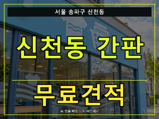 서울 송파구 신천동 간판 제작 무료견적 안내 썸네일 · AI 연출 배경