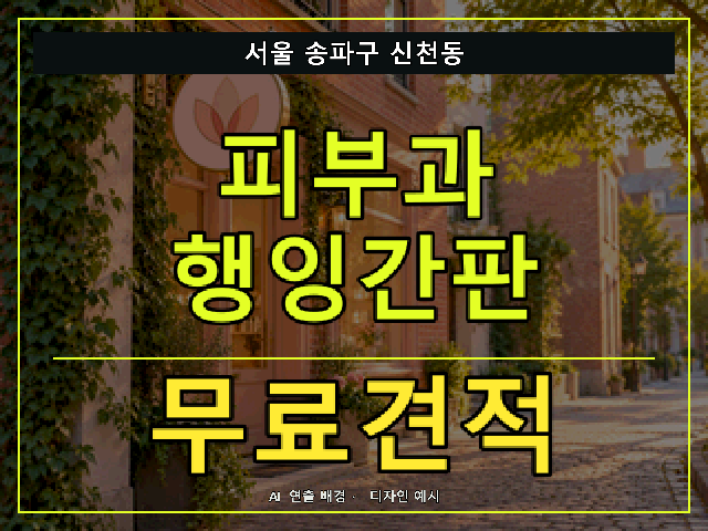 서울 송파구 신천동 피부과 행잉간판 무료견적 안내 썸네일 · AI 연출 배경