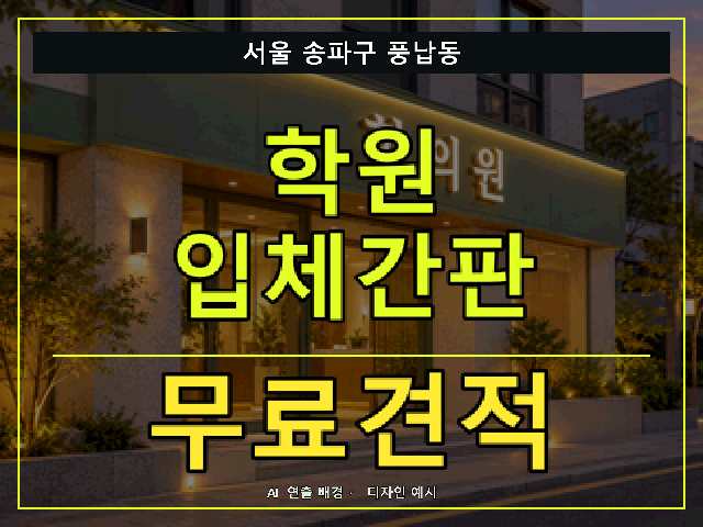 서울 송파구 풍납동 학원 입체간판 무료견적 안내 썸네일 · AI 연출 배경