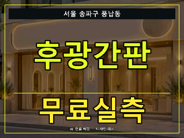 서울 송파구 풍납동 후광간판 무료실측 안내 썸네일 · AI 연출 배경