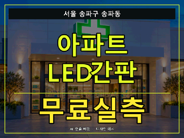 서울 송파구 송파동 아파트 LED간판 무료실측 안내 썸네일 · AI 연출 배경