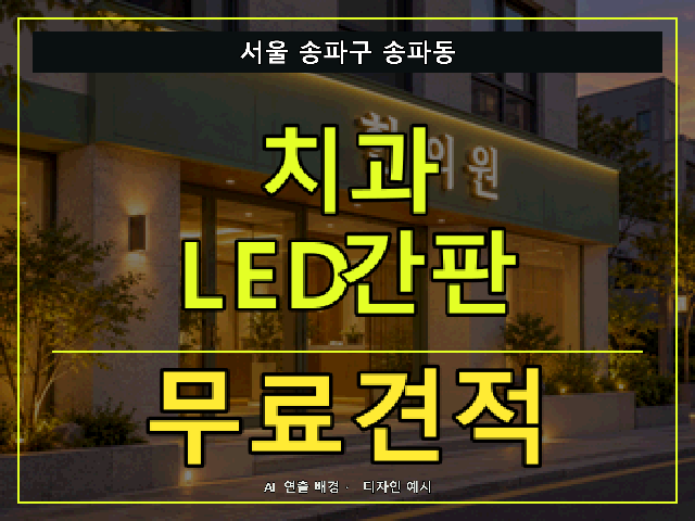 서울 송파구 송파동 치과 LED간판 무료견적 안내 썸네일 · AI 연출 배경