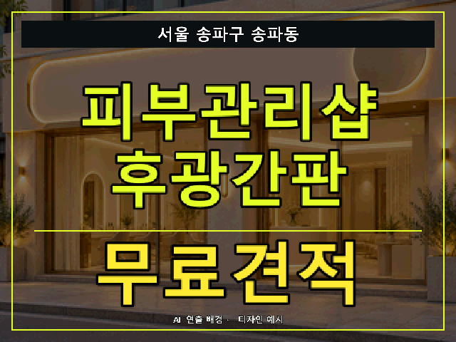 서울 송파구 송파동 피부관리샵 후광간판 무료견적 안내 썸네일 · AI 연출 배경