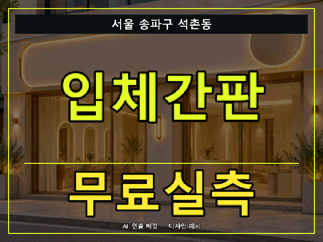 서울 송파구 석촌동 입체간판 무료실측 안내 썸네일 · AI 연출 배경