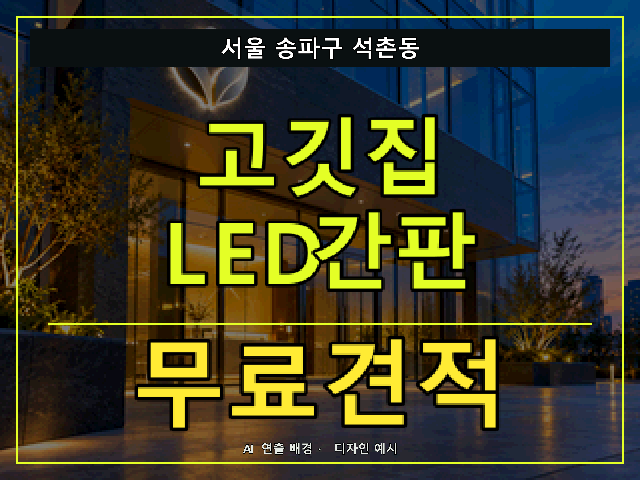 서울 송파구 석촌동 고깃집 LED간판 무료견적 안내 썸네일 · AI 연출 배경