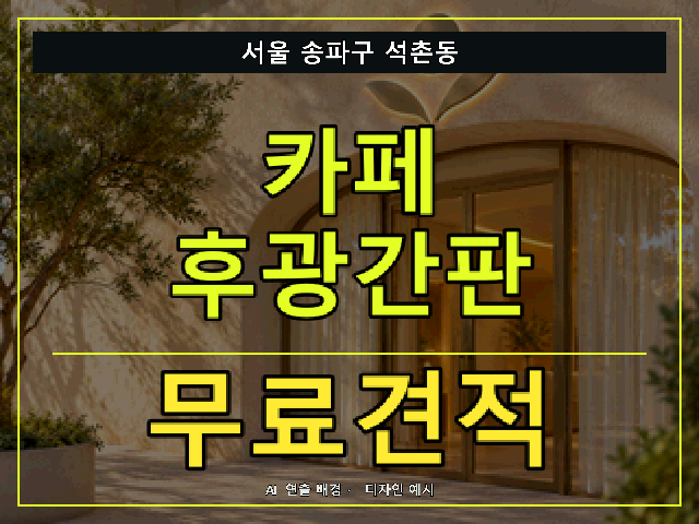 서울 송파구 석촌동 카페 후광간판 무료견적 안내 썸네일 · AI 연출 배경