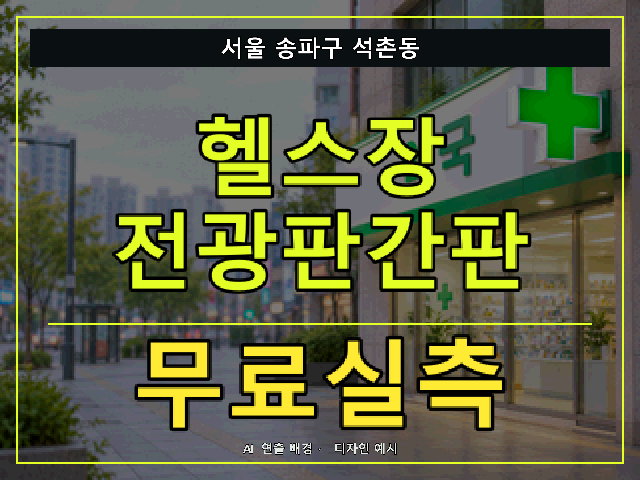 서울 송파구 석촌동 헬스장 전광판간판 무료실측 안내 썸네일 · AI 연출 배경