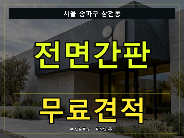 서울 송파구 삼전동 전면간판 무료견적 안내 썸네일 · AI 연출 배경