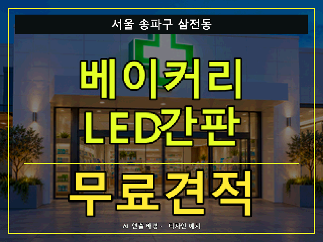 서울 송파구 삼전동 베이커리 LED간판 무료견적 안내 썸네일 · AI 연출 배경