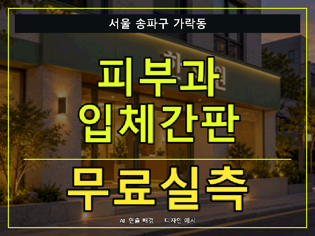 서울 송파구 가락동 피부과 입체간판 무료실측 안내 썸네일 · AI 연출 배경