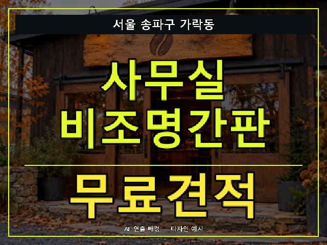 서울 송파구 가락동 사무실 비조명간판 무료견적 안내 썸네일 · AI 연출 배경