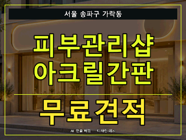 서울 송파구 가락동 피부관리샵 아크릴간판 무료견적 안내 썸네일 · AI 연출 배경