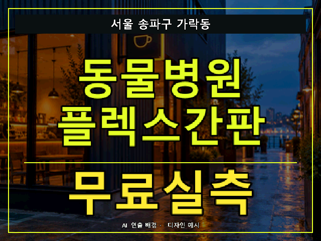 서울 송파구 가락동 동물병원 플렉스간판 무료실측 안내 썸네일 · AI 연출 배경