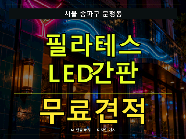 서울 송파구 문정동 필라테스 LED간판 무료견적 안내 썸네일 · AI 연출 배경