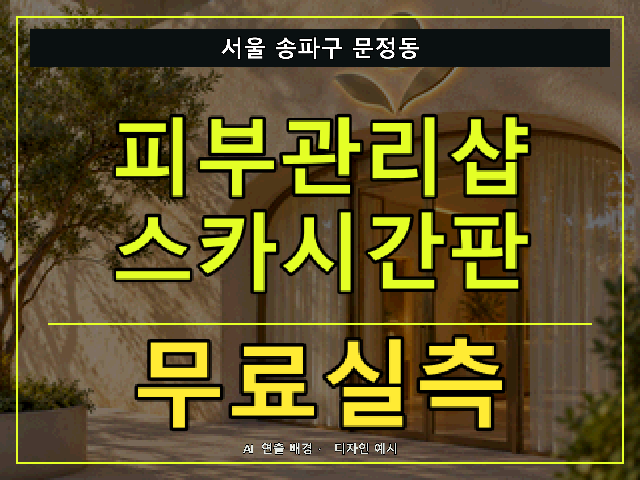 서울 송파구 문정동 피부관리샵 스카시간판 무료실측 안내 썸네일 · AI 연출 배경