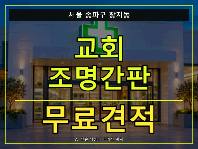 서울 송파구 장지동 교회 조명간판 무료견적 안내 썸네일 · AI 연출 배경