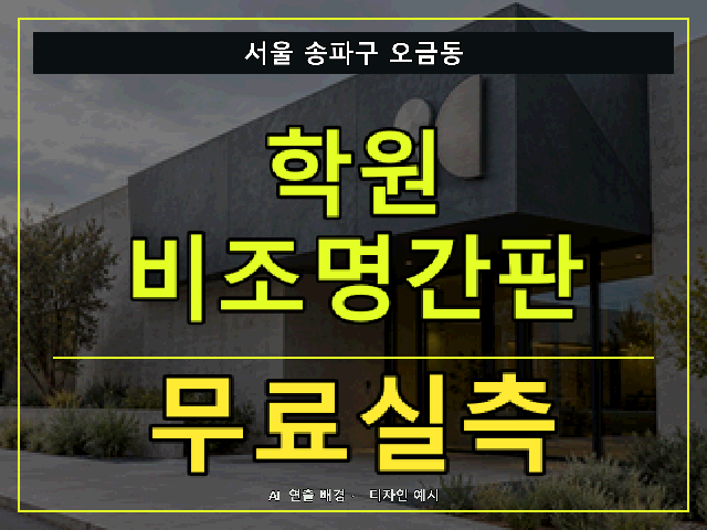 서울 송파구 오금동 학원 비조명간판 무료실측 안내 썸네일 · AI 연출 배경