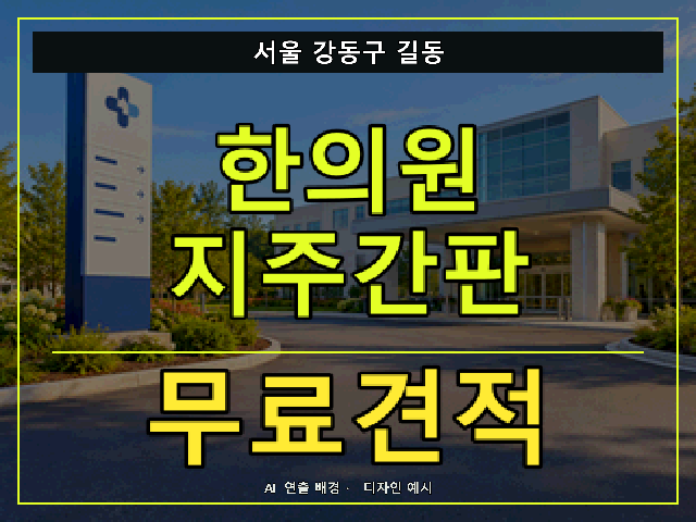 서울 강동구 길동 한의원 지주간판 무료견적 안내 썸네일 · AI 연출 배경