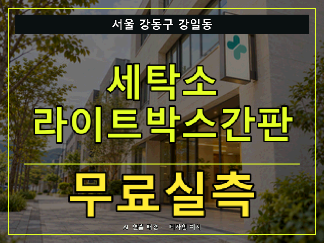 서울 강동구 강일동 세탁소 라이트박스간판 무료실측 안내 썸네일 · AI 연출 배경