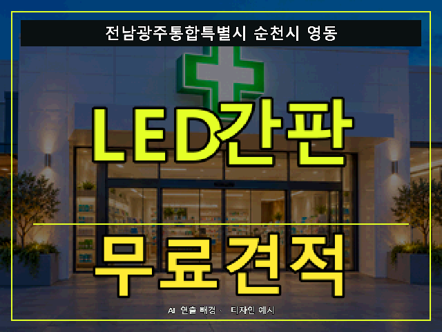 전남광주통합특별시 순천시 영동 LED간판 무료견적 안내 썸네일 · AI 연출 배경