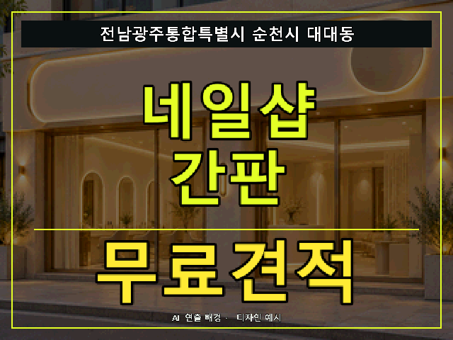 전남광주통합특별시 순천시 대대동 네일샵 간판 무료견적 안내 썸네일 · AI 연출 배경