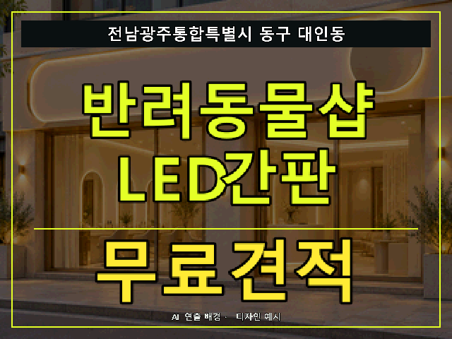 전남광주통합특별시 동구 대인동 반려동물샵 LED간판 무료견적 안내 썸네일 · AI 연출 배경