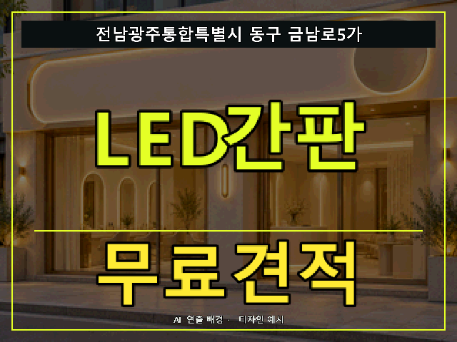 전남광주통합특별시 동구 금남로5가 LED간판 무료견적 안내 썸네일 · AI 연출 배경