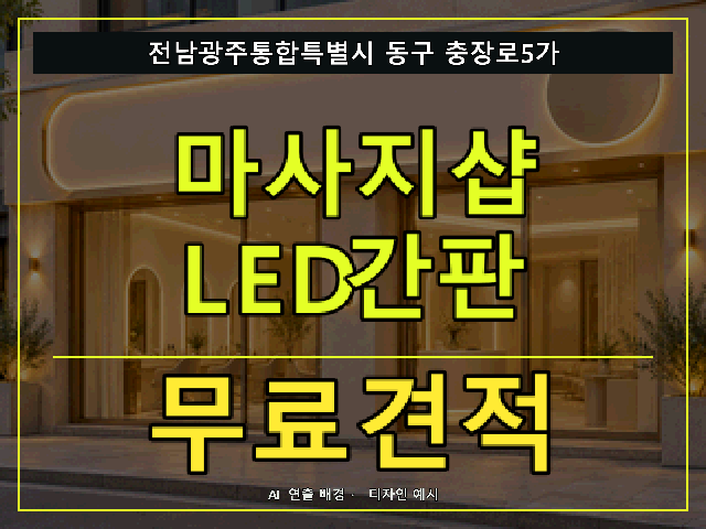 전남광주통합특별시 동구 충장로5가 마사지샵 LED간판 무료견적 안내 썸네일 · AI 연출 배경