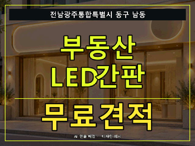 전남광주통합특별시 동구 남동 부동산 LED간판 무료견적 안내 썸네일 · AI 연출 배경