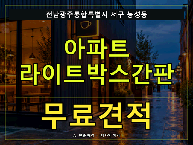 전남광주통합특별시 서구 농성동 아파트 라이트박스간판 무료견적 안내 썸네일 · AI 연출 배경