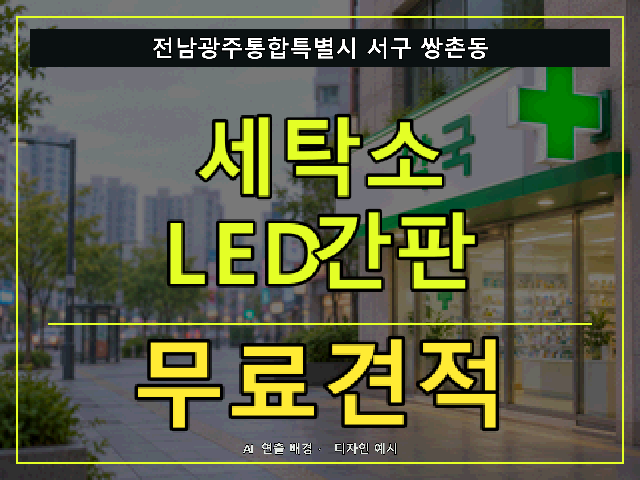 전남광주통합특별시 서구 쌍촌동 세탁소 LED간판 무료견적 안내 썸네일 · AI 연출 배경