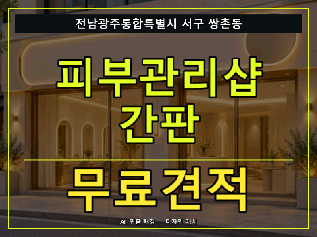 전남광주통합특별시 서구 쌍촌동 피부관리샵 간판 무료견적 안내 썸네일 · AI 연출 배경