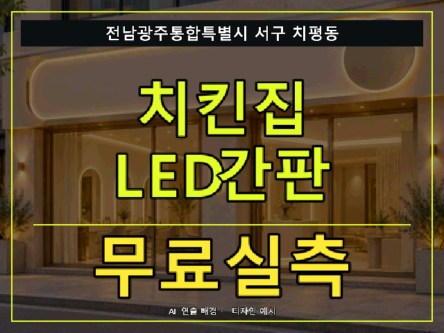 전남광주통합특별시 서구 치평동 치킨집 LED간판 무료실측 안내 썸네일 · AI 연출 배경