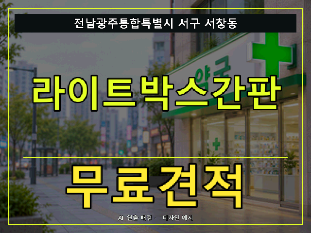 전남광주통합특별시 서구 서창동 라이트박스간판 무료견적 안내 썸네일 · AI 연출 배경