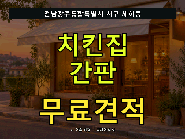 전남광주통합특별시 서구 세하동 치킨집 간판 무료견적 안내 썸네일 · AI 연출 배경