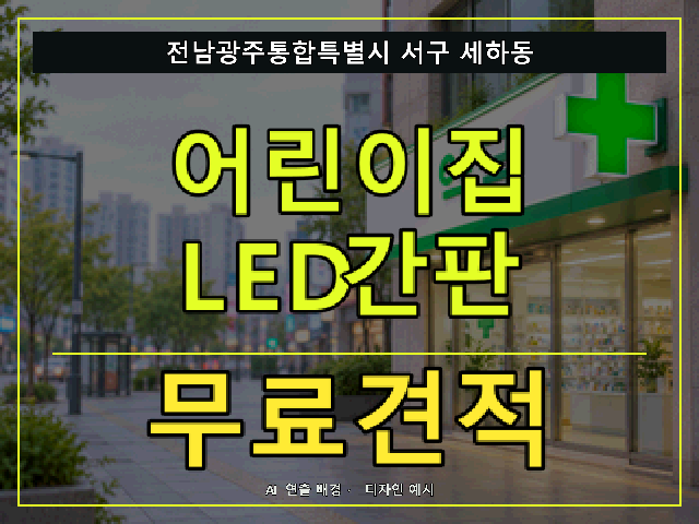 전남광주통합특별시 서구 세하동 어린이집 LED간판 무료견적 안내 썸네일 · AI 연출 배경